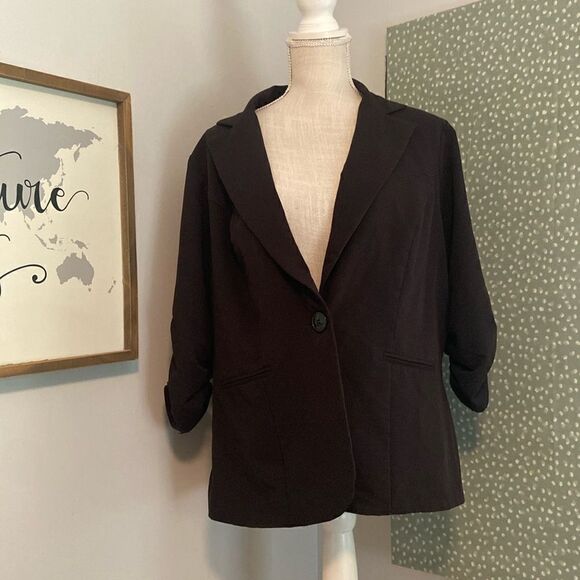 Torrid Black One Button 3/4 Sleeve Casual Business Blazer Size 1 - Picture 1 of 8